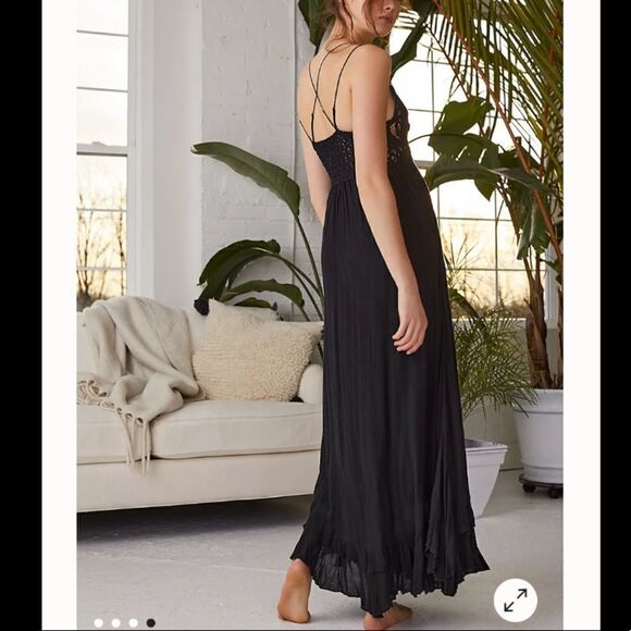 NWT- Free People One Adella Maxi Slip Dress Black Small - Picture 5 of 16